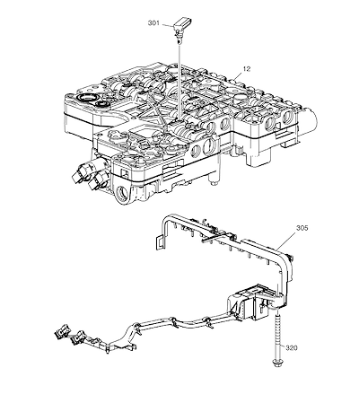 Imagem de Transmissão automática (MF6) conjunto válvula controle com chicote e sensores