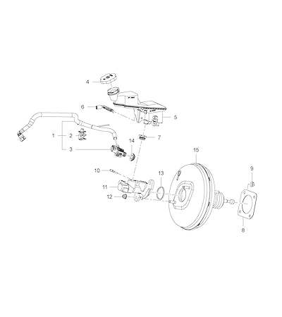 Imagem de Servomotor e cilindro mestre do freio com reservatório e sensor de nível