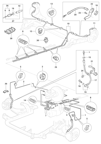 Imagem de Linha de freio e sistema ABS com tubos, mangueiras, suportes e válvula proporcional