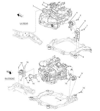 Imagem de Fixação do motor e transmissão L4 (LE9/2.4V, MH8) (2010)
