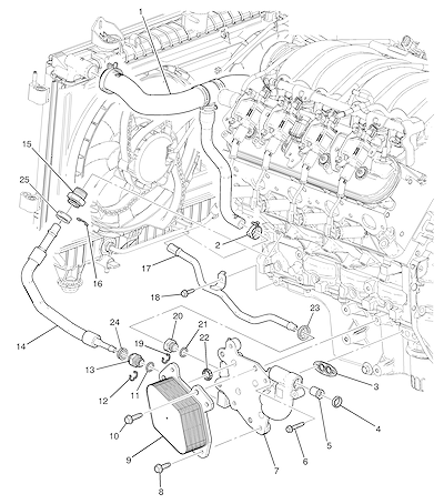 Imagem de Radiador e linhas do óleo do motor (L99/6.2J)