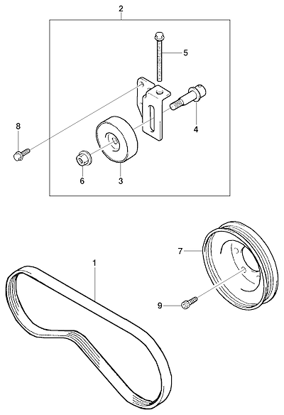 Imagem de Fixação do compressor do ar-condicionado motor diesel (2002–2004)