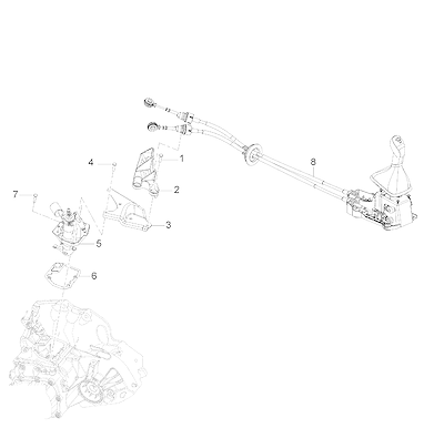 Imagem de Alavanca e componentes do câmbio manual para controle de transmissão