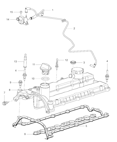 Imagem de Eixo-comando, tampa e peças do motor 2.8L diesel (2016–2024)