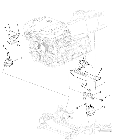 Imagem de Montagem motor e transmissão (LGX/3.6S) com suportes e fixações básicas