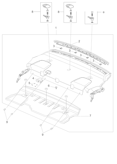 Imagem de Acabamento interno e molduras do painel traseiro e vidro traseiro (Ônix)