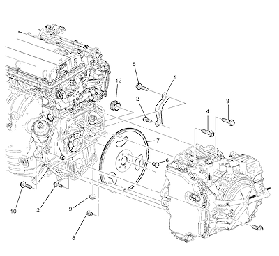 Imagem de Fixação do motor e transmissão automática com parafusos, eixos e conversor torque (1)