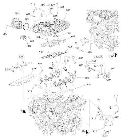 Imagem de Coletor de admissão 3.0L V6 e peças relacionadas do motor (LFW)