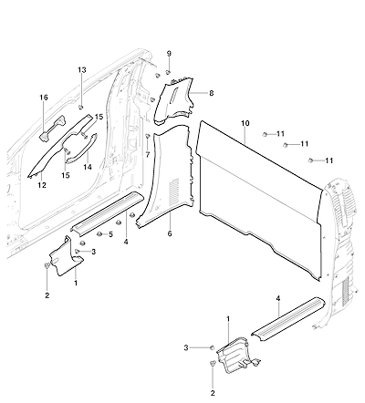 Imagem de Acabamento lateral interno da carroceria para cabine simples
