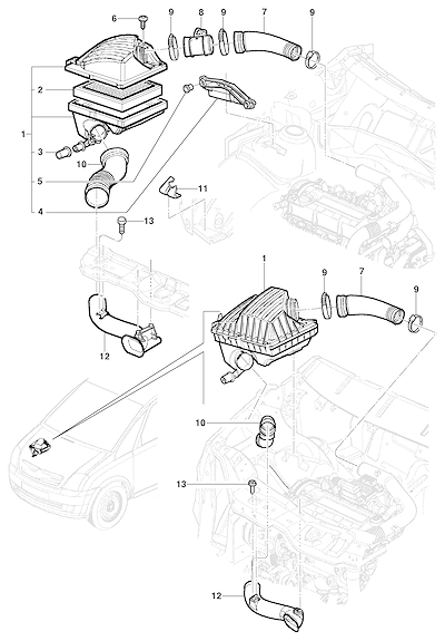 Imagem de Filtro de ar e componentes do motor 1.7 diesel exportação