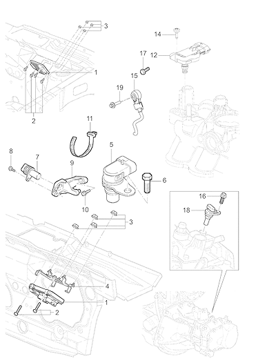 Imagem de Módulo e sensores (2011–2012) para controle e monitoramento do motor