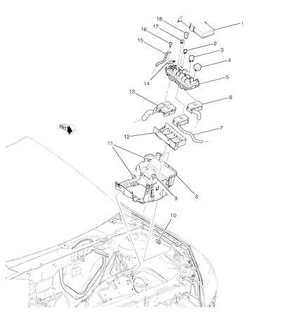 Imagem de Relés, fusíveis e módulos do compartimento motor (2010)