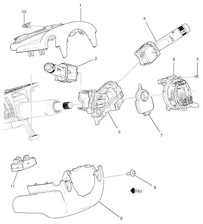 Imagem de Coluna de direção com interruptores, tampas e bobina de airbag