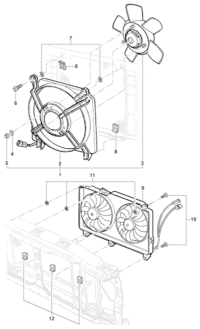 Imagem de Defletor e motor do ventilador do radiador motor LM3/LN2/LG1