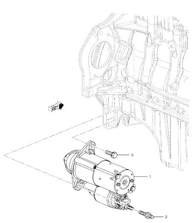 Imagem de Suporte e motor de arranque com parafusos específicos