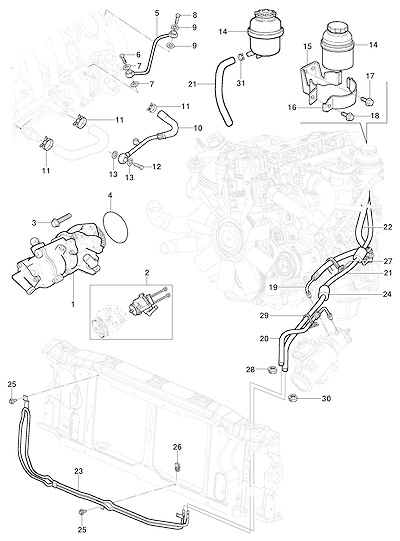 Imagem de Bomba e linha da direção hidráulica para motor diesel MWM LJ6/LLK