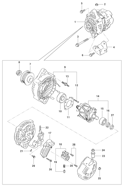 Imagem de Alternador e componentes para motor gasolina (2007)