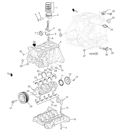 Imagem de Bloco de cilindros 1.4L e peças relacionadas do motor L4 (LEX/1.4P)