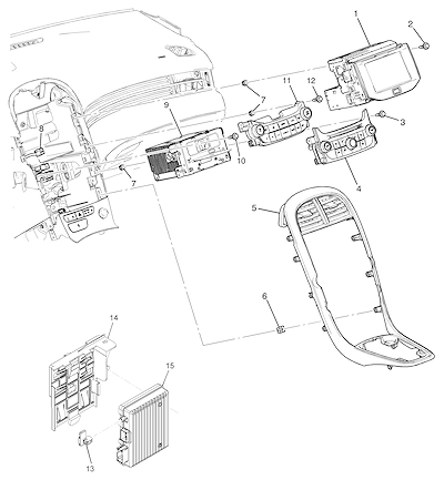 Imagem de Fixação e componentes do rádio, controle e painel de instrumentos