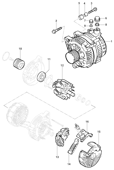 Imagem de Alternador e componentes motor diesel (2002–2004)