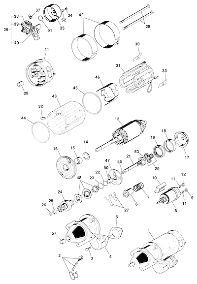 Imagem de Componentes do motor de partida Lucas e peças relacionadas ao conjunto elétrico