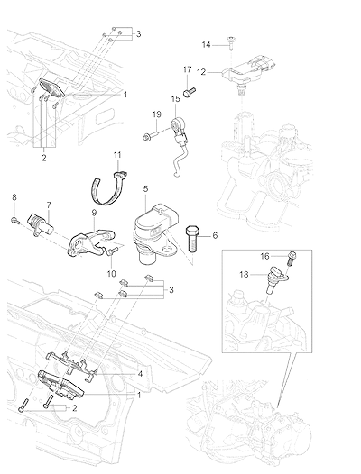 Imagem de Módulo e sensores (2011–2012) para controle e monitoramento do motor