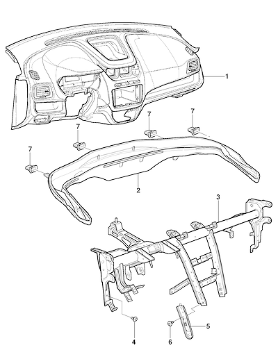 Imagem de Painel de instrumentos e suporte com fixações e dutos de ar externo