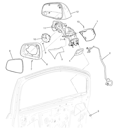 Imagem de Espelho e retrovisor externo (2014) com motor, moldura e acessórios completos