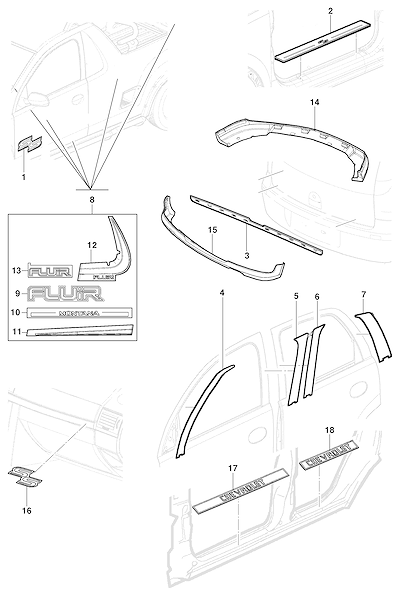 Imagem de Emblemas e placas decorativas para portas, carroçaria e painel