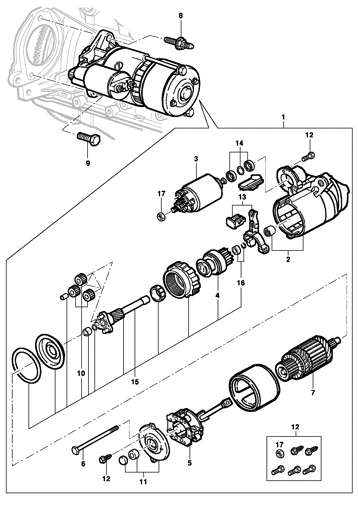 Imagem de Motor de partida e componentes - DELCO