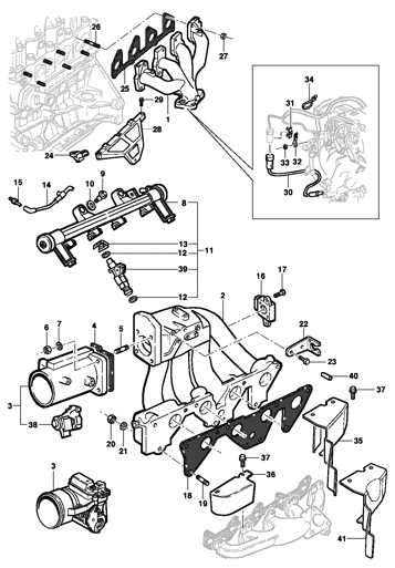 Imagem de Coletores de admissão e escape - motor 8V