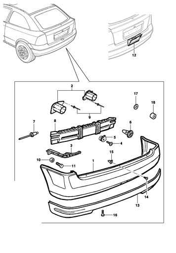 Imagem de Pára-choque traseiro (Hatch/Sedan) (ano modelo 1999/2002)