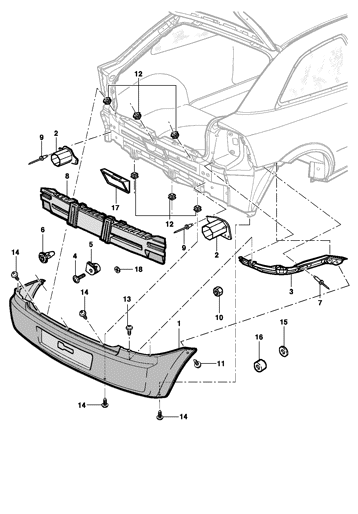 Imagem de Pára-choque traseiro (Hatch/Sedan) (ano modelo 2003/)