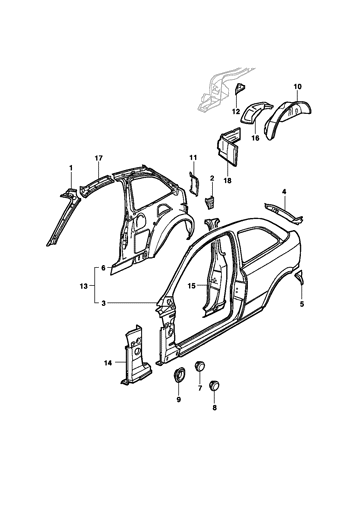 Imagem de Estrutura lateral, interna e traseira (Hatch 3p)