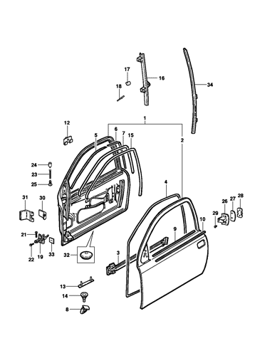 Imagem de Porta dianteira e componentes (Hatch/Sedan)