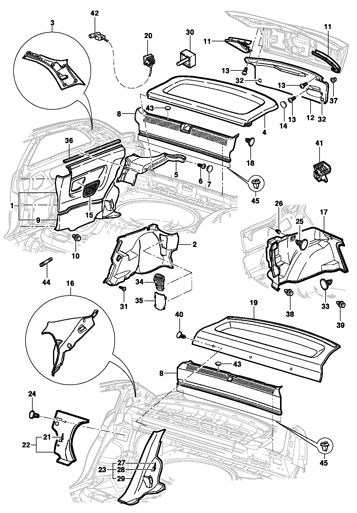 Imagem de Painel de acabamento lateral e traseiro (Hatch/Sedan)