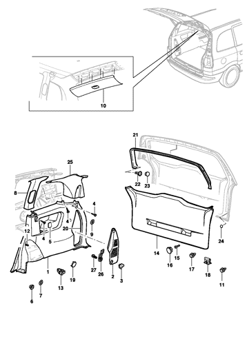 Imagem de Painel de acabamento lateral e traseiro (Zafira)