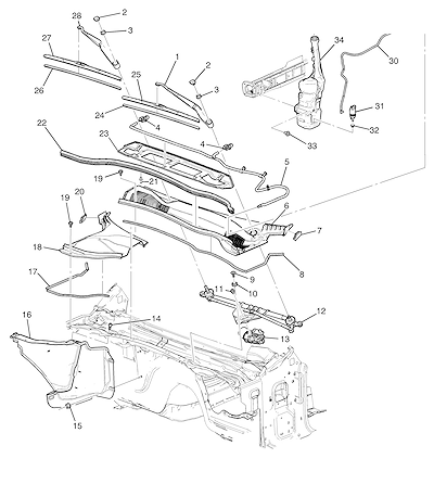 Imagem de Sistema limpador e motor do para-brisa com braços e bicos lavadores