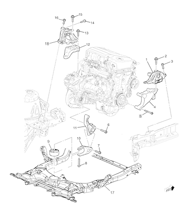 Imagem de Montagem e suporte do motor e transmissão manual (MM3)