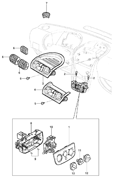 Imagem de Controle de ventilação, aquecedor e ar-condicionado para sedan, hatch e pick-up