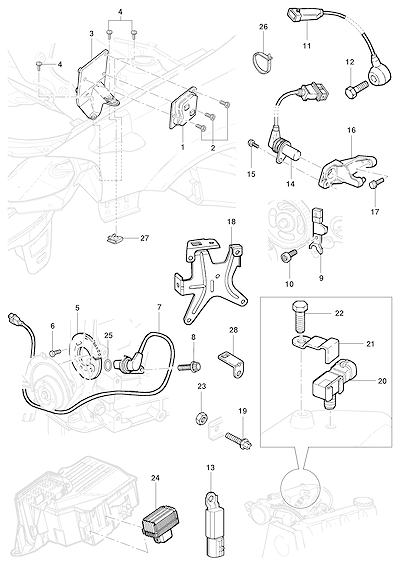 Imagem de Sensores e módulo ECM para controle eletrônico e ignição do motor