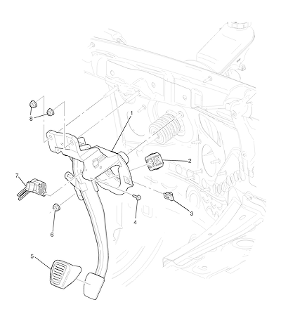 Imagem de Pedal de freio manual com sensor e componentes de comando e fixação