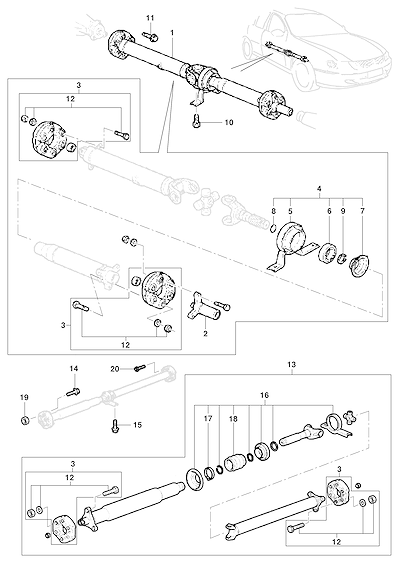 Imagem de Árvore de transmissão e componentes para ano modelo 2005
