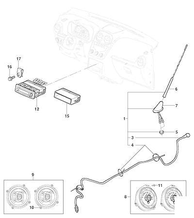 Imagem de Pacote de acessórios para sistema de áudio e rádio com alto-falantes e antena