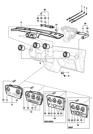 Imagem de Sistema de ventilação interna e painel de controle (ano modelo 2001/2006)