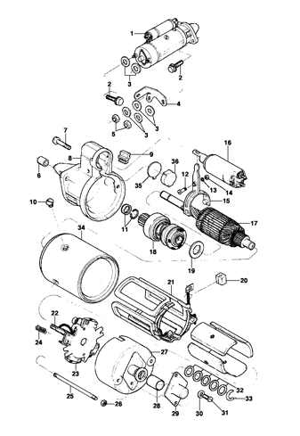 Imagem de Motor de partida e componentes
