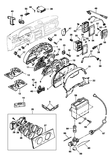 Imagem de Instrumentos do painel, computador de bordo e relógio