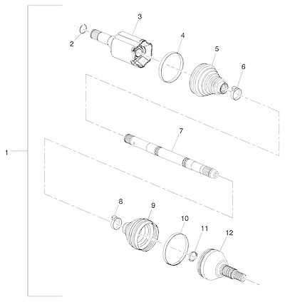 Imagem de Eixo e junta homocinética para acionamento da roda dianteira