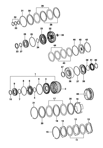 Imagem de Transmissão automática - embreagens frente, ré e overdrive