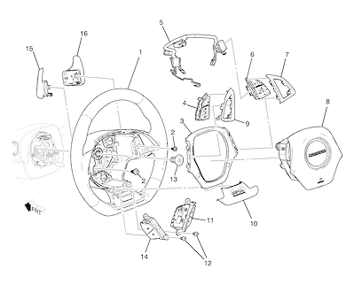 Imagem de Volante de direção com controle manual, rádio, airbag e chicote elétrico